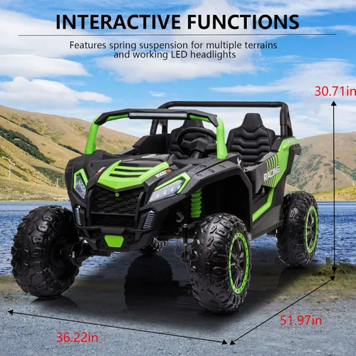 Miniatura 3 de POSTACK Juguete de paseo XXXL de 24V de 220 libras para niños grandes, auto de juguete eléctrico con batería de 2 asientos para niños, auto de paseo