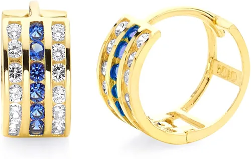 Pendientes de aro de oro amarillo de 14 k de 0.197in de grosor (0.394 x 0.394in), 3 colores diferentes disponibles