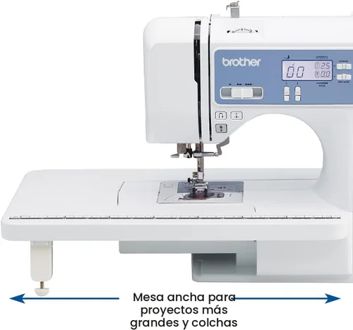 Miniatura 2 de Brother Máquina de coser y acolchar, computarizada, 165 puntadas integradas, pantalla LCD, mesa ancha, 8 pies prensatelas incluidos, blanco, 20x12x17