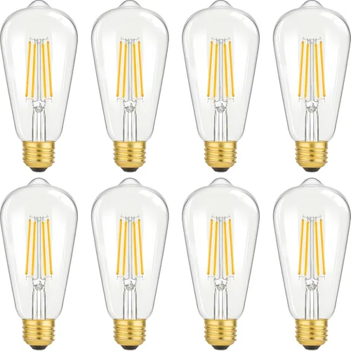 Miniatura 12 de Paquete de 4 bombillas LED Edison vintage ST64 de 8 W, equivalente a 100 W, 1400 lúmenes, luz blanca diurna de 5000 K, bombillas de filamento LED