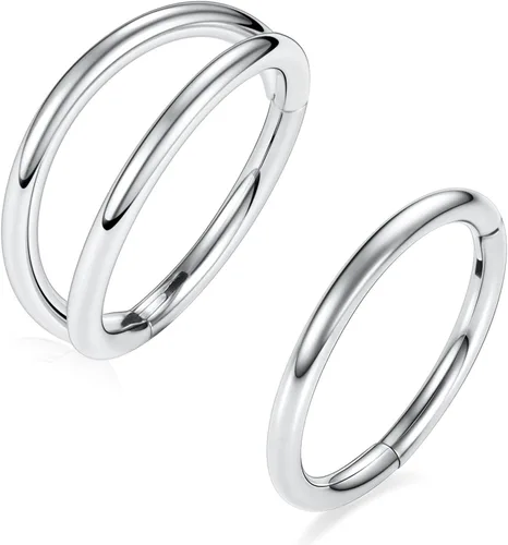 Miniatura 28 de GAGABODY 2 piercings para la nariz, calibre 20G, 18G, 16G, 14G, 12G, 10G, 8G, acero quirúrgico, tabique, cartílago, hélice, trago, concha, daith