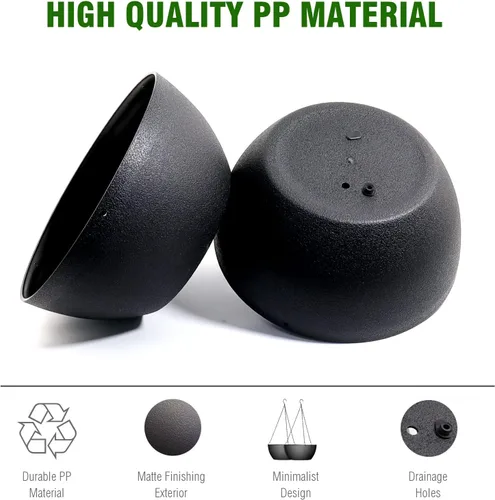 Miniatura 6 de WOUSIWER Paquete de 2 macetas colgantes grandes de 13 pulgadas para plantas de interior y exterior con agujeros de drenaje y cadena, macetas