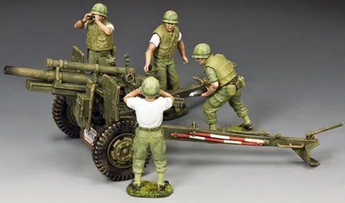King & Country Toy Soldiers Vietnam VN075 U.S.M.C. - Juego de obús y tripulación de 4.134 in a escala 1:30, peltre