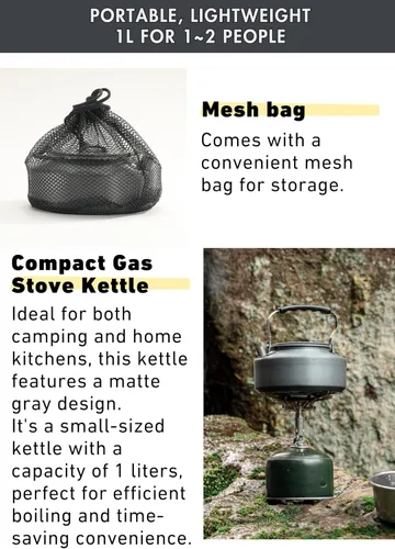 Miniatura 5 de CAMPINGMOON - Cafetera ultraligera portátil de 1 litro para acampar S1000