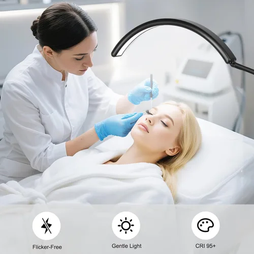 Miniatura 4 de Luz de Piso LED Media Luna - Lámpara Profesional Sin Sombras, Ajustable para Técnicas de Pestañas, Esteticistas y Tatuadores Extensiones
