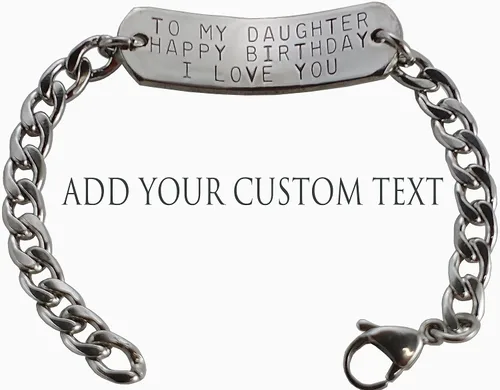 Miniatura 2 de Pulsera de identificación ajustable personalizada para niños y adultos Acero inoxidable Sin gemas