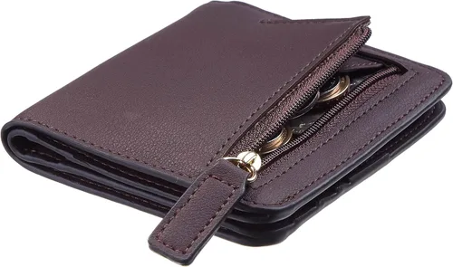 Miniatura 2 de Gostwo - Cartera compacta de piel genuina de lujo para mujer con bloqueo de RFID y ventana de identificación