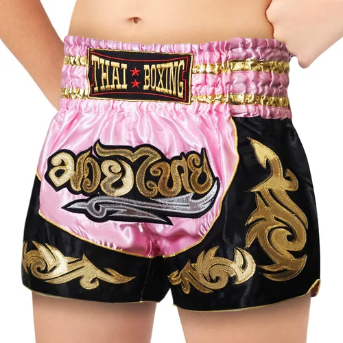 Pantalones cortos de Muay Thai para niños (4 años a 10 años), boxeo, kickboxing, artes marciales mixtas para niños y niñas