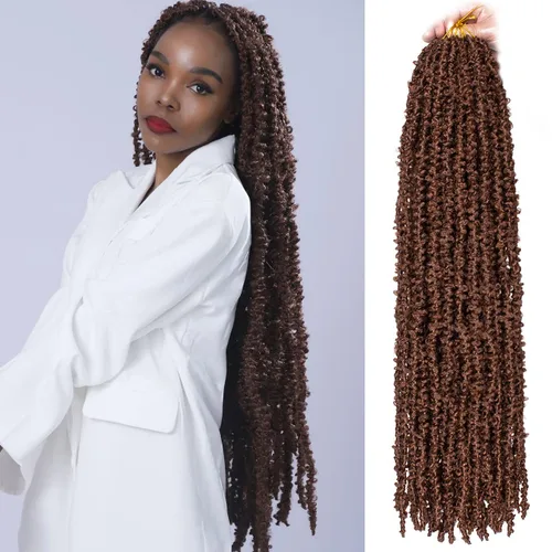 Miniatura 20 de ZRQ 6 paquetes de cabello de ganchillo Butterfly Locs de 20 pulgadas, extensiones de cabello sintético desgastado negro, trenzas de ganchillo