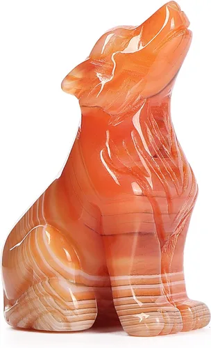 Miniatura 8 de Artistone Estatua de lobo de cristal de 2.0 pulgadas, piedra de sangre de dragón anhelada a mano, escultura de animal, piedra curativa