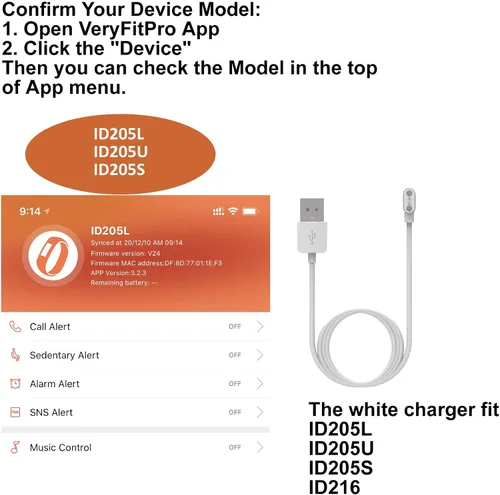 Miniatura 5 de FitTurn Cable de carga USB de repuesto para cargador de cable de carga para ID208 Plus/ID207 - WMK/aeac/Quican/para Uwatch 2 2S 3 3S 5/Urun S/UFit