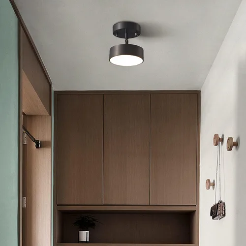 Miniatura 4 de Moderna lámpara de techo semiempotrada LED redonda de casa de campo, lámpara de techo negro mate para pasillo, comedor, cocina, entrada, vestíbulo