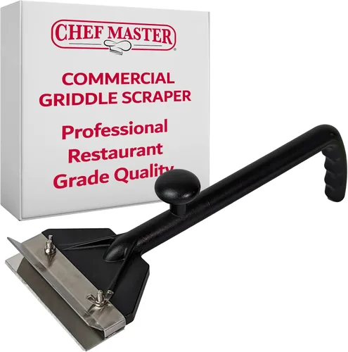 Chef Master Raspador de plancha y limpiador de parrilla plana - Kit de limpieza de plancha - Herramienta raspadora de parrilla plana de acero