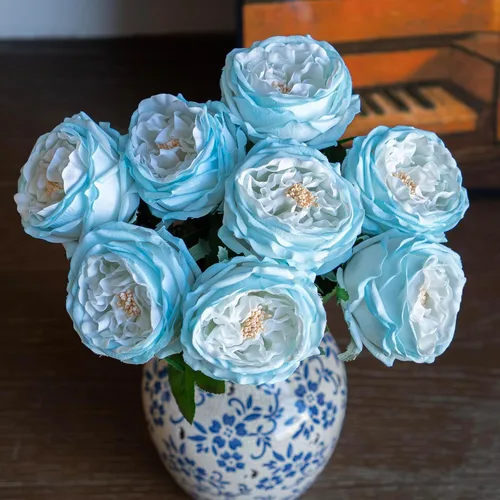 Miniatura 12 de DUYONE Fake Flowers for Decoration Home Decor Soft Touch Artificial Flowers Austin Rose Peony Latex Fake Flower Living Room Decoration Vivid Pink