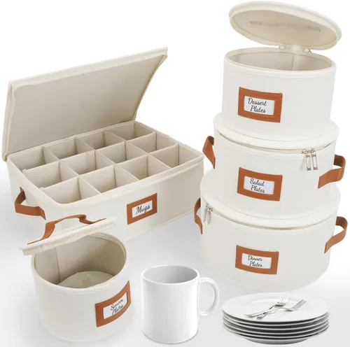 Miniatura 40 de HOMELUX THEORY 8 piezas de contenedores de almacenamiento de porcelana de carcasa dura, almacenamiento de tazas, copas de vino, utensilios