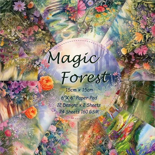 Miniatura 14 de 24 hojas de papel para álbumes de recortes de 6x6 pulgadas, 160GSM, paquete de papel decorativo de una sola cara, suministros para diario, cartulina