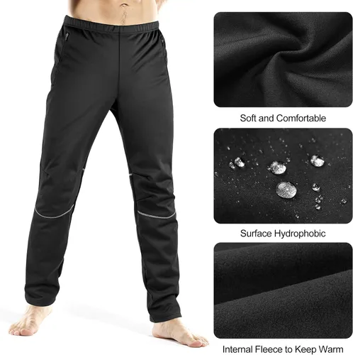 Miniatura 2 de INBIKE Pantalones de ciclismo para hombre, bicicleta de montaña, bicicleta de montaña, cortavientos con forro polar térmico para invierno