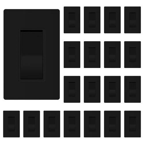 Miniatura 19 de ThunderWay - Interruptor de luz para decoración de 3 vías con placas de pared, 15 A 120/277 V, interruptores basculantes de pared Decora de tres