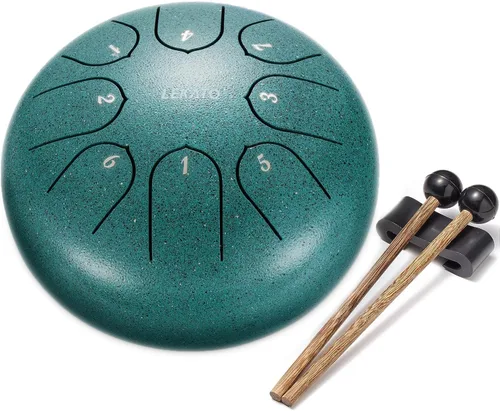 Miniatura 9 de LEKATO Tambor de lluvia para exteriores, tambor de lengüeta de acero de 6 pulgadas, 11 notas, carillón de lluvia de percusión para meditación, yoga