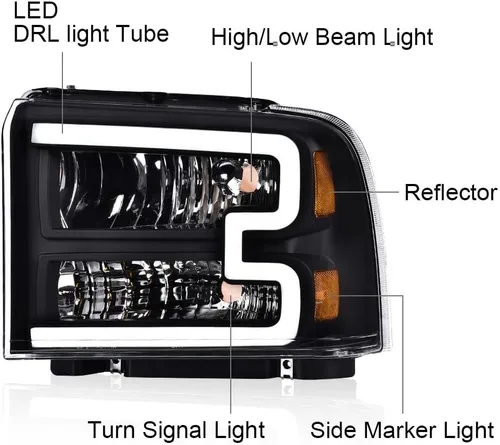 Miniatura 4 de PIT66 Conjunto de faros delanteros LED compatible con Ford F250 F350 F450 F550 Super Duty 2005-2007 / Excursion 2005