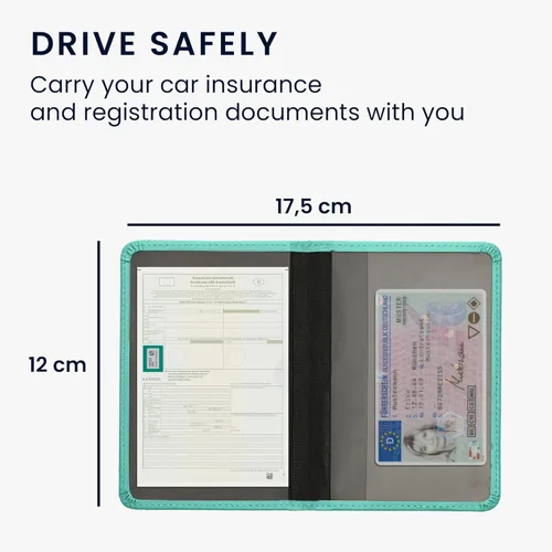Miniatura 5 de kwmobile - Soporte para documentos del automóvil y tarjetas para documentos de vehículos y tarjetas, cuero sintético, color negro Menta