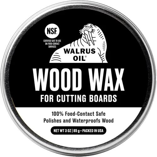 ACEITE DE WALRUS - Cera para madera, lata de 3 oz, apta para alimentos según FDA, cera para tabla de cortar y crema para tabla