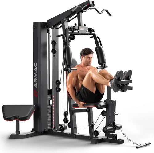 Miniatura 10 de Sportsroyals Equipo de gimnasio en casa, pila de peso de 150 libras, máquina de entrenamiento de cuerpo completo con sistema de polea