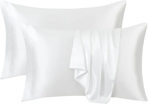 Miniatura 53 de Ersmak Juego de 2 fundas de almohada de satén estándar, ultra suaves y sedosas para cabello y piel, resistentes a las arrugas a la decoloración