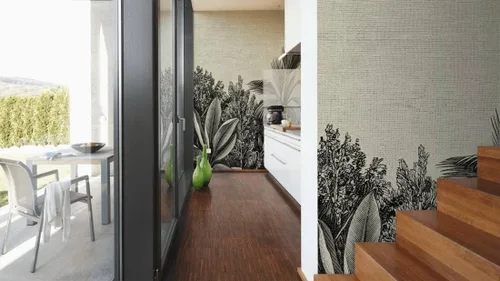 Miniatura 7 de CONCORD WALLCOVERINGS ™ Papel tapiz floral para dormitorio, hojas tropicales, crema negra, 146 pulgadas de ancho x 110 pulgadas de alto, 7 partes