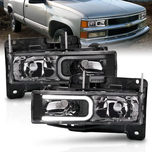 Miniatura 9 de AmeriLite - Juego de faros LED tipo C para Chevy C/K Tahoe Suburban SUV de tamaño completo, Blazer, GMC Yukon - Lado del pasajero y del conductor