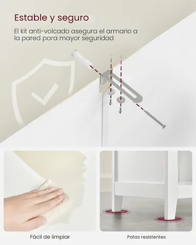 Miniatura 7 de VASAGLE - Armario de almacenamiento, armario de piso independiente, 2 cajones con 1 juego de divisores ajustables, 2 cestas, aparador, 11.8 x 23.6 x