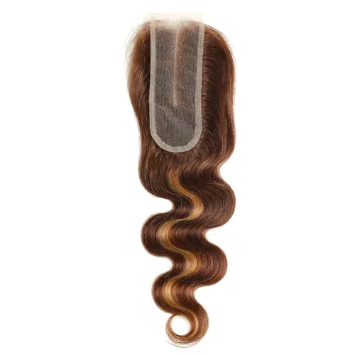Miniatura 25 de ALHER Long Deep Part 2x6 Closure Body Wave Honey Blonde Highlight, Ombre Brown and Blond 2x6 Kim K Transparent HD Lace Closure Pre Plucked With Baby