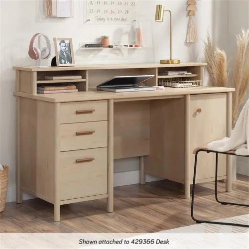 Miniatura 2 de Pemberly Row Organizador de madera de ingeniería, 59 pulgadas de ancho, acabado de arce natural, estantes ajustables con almacenamiento