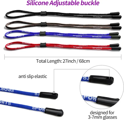Miniatura 3 de BILIONE Correa para gafas, soportes deportivos para gafas alrededor del cuello para hombres y mujeres, cadena de cordón para lentes de sol