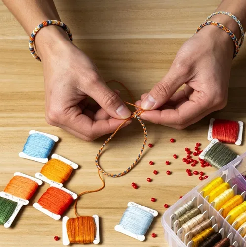 Miniatura 3 de Paquete de 201 unidades de hilo de bordar, incluye hilos de bordado, caja organizadora de 3 niveles, kits de bordado para pulseras de amistad, punto