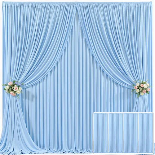 Miniatura 14 de Cortina de fondo beige de 10x10 para bodas y fiestas, cortina de fondo beige sin arrugas para fotos, cortinas de fondo para decoración de baby Gris