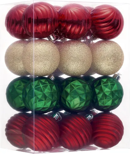 Miniatura 12 de Valery Madelyn - Adornos de árbol de Navidad, juego de 24 esferas verdes irrompibles, adorno colgante de 2.36" en paquete para decoración de fiesta