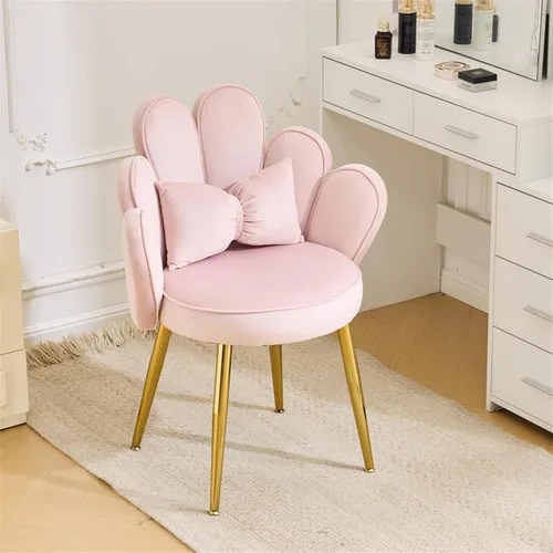 VINGLI Silla de Maquillaje de Pétalo con Respaldo, Silla de Escritorio Linda para Niñas Sin Ruedas, Silla de Comedor Moderna, Pequeña Silla de