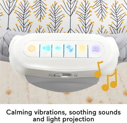 Miniatura 5 de Fisher-Price Baby Moisés de proyección de vista relajante con luces, sonidos y vibraciones musicales, hojas de cervatillo (exclusivo de Amazon)