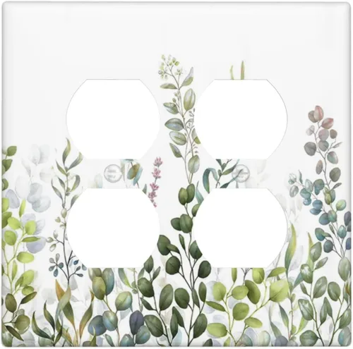 Miniatura 117 de Hojas de eucalipto, vegetación, flores de vid, sencillez, cubiertas decorativas de salida de 1 pandilla, placa de pared para interruptor de luz