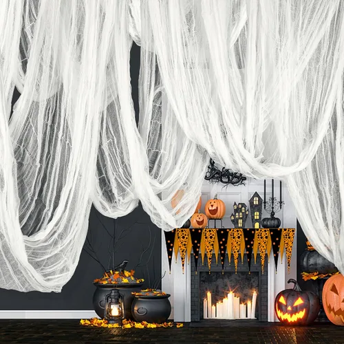 Miniatura 12 de 197" x 85" Tela espeluznante de Halloween - Tela de gasa espeluznante para Halloween - Tela de gasa sangrienta espeluznante para fiesta de Halloween