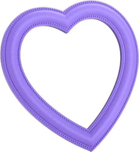 Miniatura 10 de Mokoze Espejo en forma de corazón para escritorio o pared, espejo de tocador rosa claro de 11 x 10.6 pulgadas con soporte y agujero para colgar