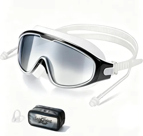 Miniatura 23 de Gafas de natación para adultos, a prueba de fugas, gafas de piscina antivaho, gafas de natación de visión amplia con tapones para los oídos y clip