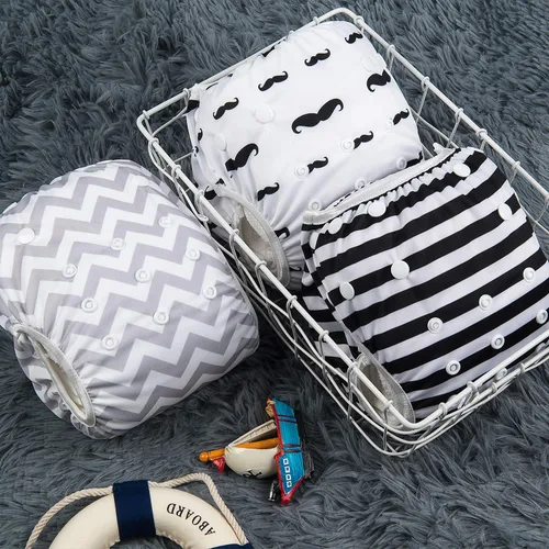 Miniatura 142 de Alva, Pañales de bebé para nadar, paquete de 2 unidades, talle único, reutilizable, lavable y ajustable de 0 a 36 meses. Tamaño de 10 a 40 lbs