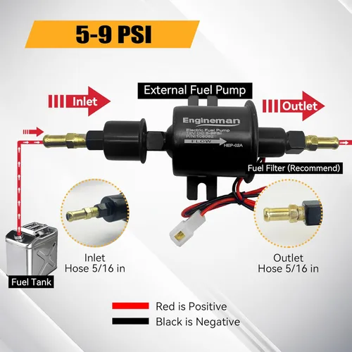 Miniatura 4 de Kit de bomba de combustible eléctrica universal de 12 V 5-9 PSI de baja presión con filtros de combustible, 6 abrazaderas de manguera de 6.56 pies