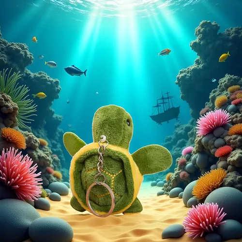 Miniatura 3 de BWESOO Mini tortuga verde de peluche de animal de peluche lindo tortuga marina llavero colgante de dibujos animados muñeca de peluche para regalo