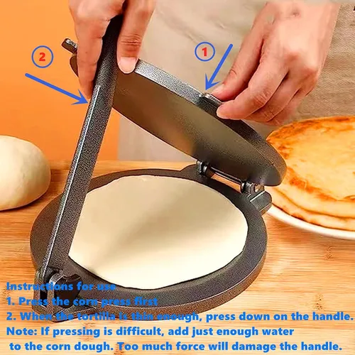 Miniatura 3 de Prensa de tortilla de aleación de aluminio, máquina flapjack, máquina de crepé, tortillas de aluminio fundido, tortitas caseras con 50 papel negro