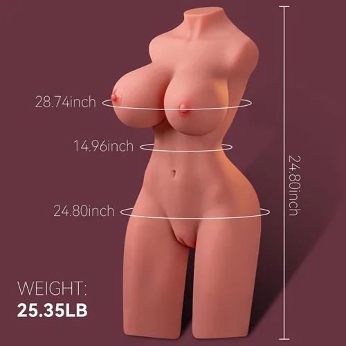 Miniatura 7 de Muñeca sexual realista de 26 libras, torso con pechos grandes 3 en 1, vaginal y anal apretados, esqueleto integrado de tamaño real para hombres