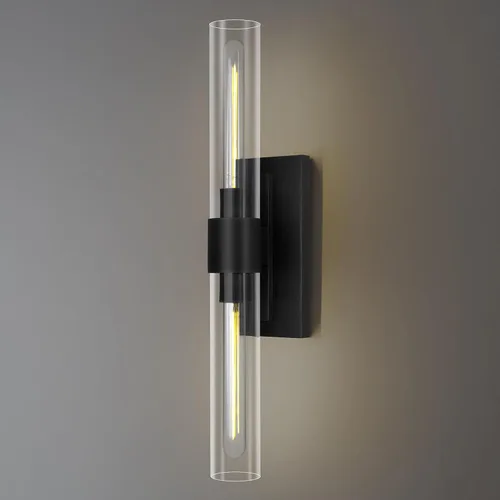 Miniatura 12 de Accesorios de iluminación de tocador de baño, juego de 2 apliques de pared de tubo de vidrio, base de color níquel, luces de pared para baño
