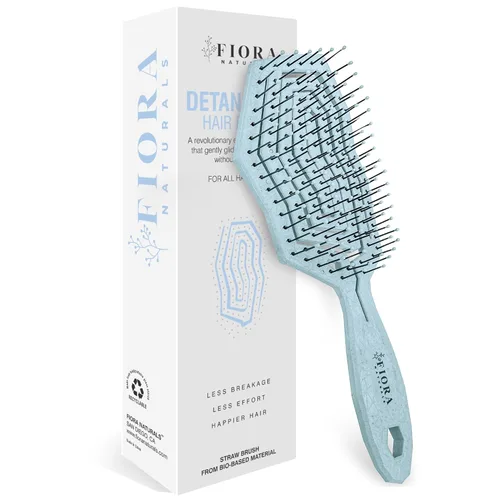 Miniatura 11 de Fiora Naturals Juego de cepillo desenredante bio-amigable, cepillo redondo y peine para mujeres - Todos los tipos de cabello: natural, fino y rizado